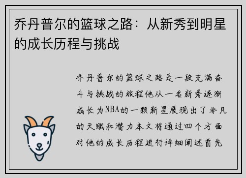 乔丹普尔的篮球之路：从新秀到明星的成长历程与挑战